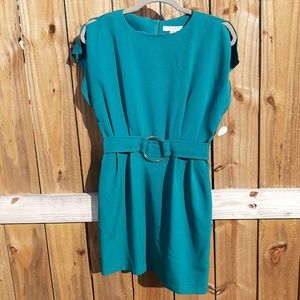 Retro Vibes Teal Slit Sleeve Dress